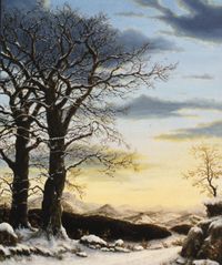 Winterlandschaft, &Ouml;l auf Leinwand, 60 x 50 cm