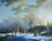 Winterlandschaft, &Ouml;l auf Leinwand, 80 x 100 cm
