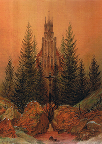 Winterlandschaft mit Kirche, &Ouml;l auf Leinwand, 40 x 30 cm